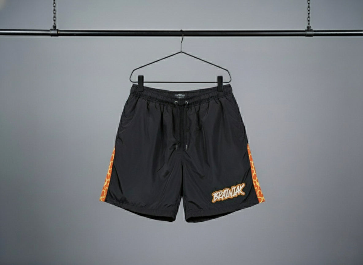 Brainiak Orange / Black Flare Shorts