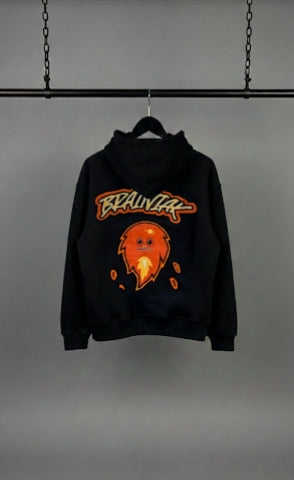 Brainiak Black & Orange Studded Hoodie