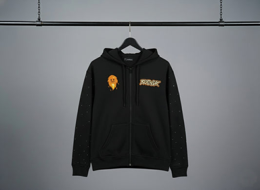 Brainiak Black & Orange Studded Hoodie