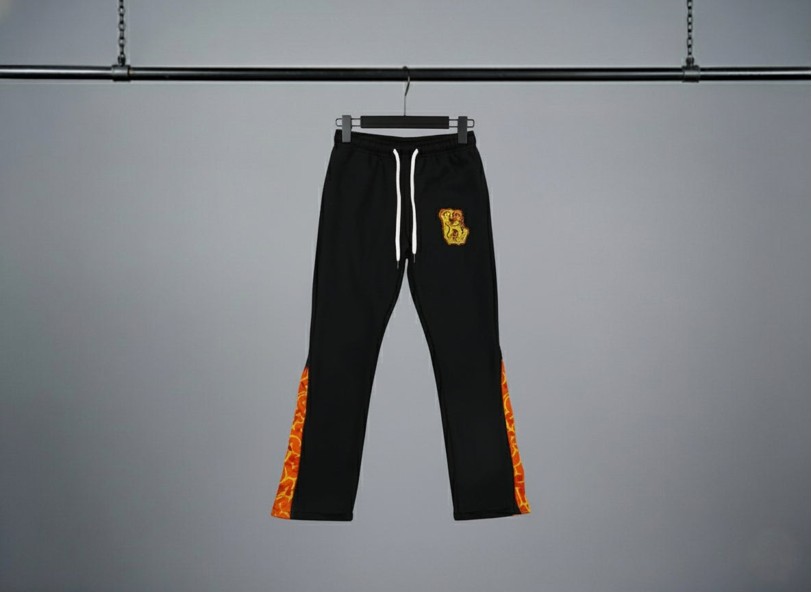 Brainiak Black & Orange Flare Sweatpants