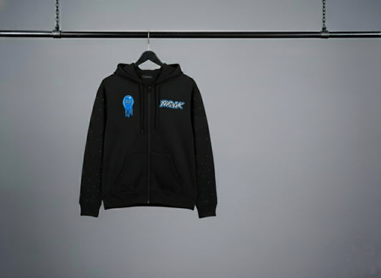 Brainiak Black & Blue studded Hoodie